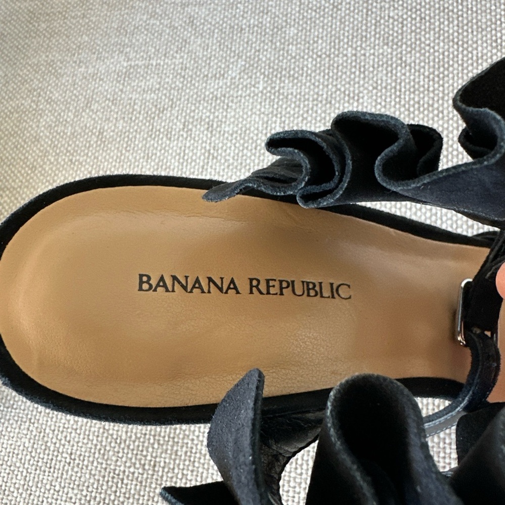 Banana Republic Suede Jackie Heel Sandals Black Size 8.5 - Picture 7 of 9